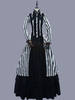 Costumi retrò neri Strisce da donna Increspature di pizzo Poliestere Costume da Maria Antonietta Abito a tunica Abbigliamento vintage retrò