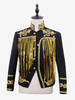 Costumi retrò per uomo a maniche lunghe con nappa con paillettes vintage nero