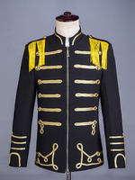 Costumi retrò per uomo a maniche lunghe in poliestere elegante vintage nero