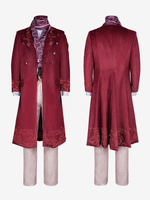 Costumi retrò per uomo a maniche lunghe in poliestere retrò vintage rosso