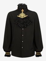 Costumi retrò per uomo in fibra di poliestere poliestere a maniche lunghe retrò vintage nero