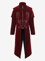 Costumi retrò per uomo in fibra di poliestere poliestere maniche lunghe retrò vintage rosso