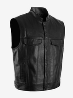 Costumi retrò per uomo in pelle PU senza maniche retrò vintage nero