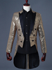 Costumi retrò per uomo soprabito da smoking nero con paillettes