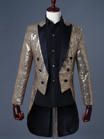 Costumi retrò per uomo soprabito da smoking nero con paillettes