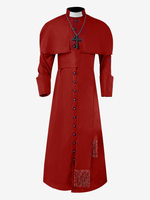 Costumi retrò per uomo soprabito in poliestere a maniche lunghe con bottoni retrò vintage blu