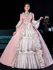 Costumi retrò rosa per donna Costume da Maria Antonietta a pieghe con drappeggio laterale Abito vintage in stile europeo