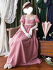 Costumi retrò rosa Pizzo misto cotone Costume di Maria Antonietta Abito jacquard Abbigliamento vintage occidentale da donna