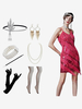 Costumi retrò rosa Set di accessori in poliestere con frange da donna Costume retrò di Maria Antonietta Costume del XVIII secolo