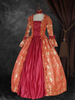 Costumi retrò rossi Ture Abito con stampa floreale in tessuto di raso con lacci Abito da ragazza gotico di Maria Antonietta Set di abiti vintage