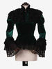 Costumi retrò verde scuro Camicia in poliestere con fiocchi Abito da ballo per feste in costume da Maria Antonietta con top reale da donna