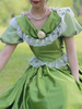 Costumi retrò verdi Fiori Abito in poliestere Costume da Maria Antonietta Abito da ballo retrò da donna