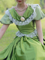 Costumi retrò verdi Fiori Abito in poliestere Costume da Maria Antonietta Abito da ballo retrò da donna