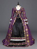 Costumi Retro per Donne violi in raso goticl maniche lunghe 