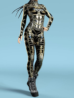 Costumi Zentai metallizzati con stampa robot e illusione ottica cyberpunk da donna sexy