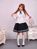 Cotone bianco dolce Lolita camicetta maniche lunghe pizzo Trim Bow