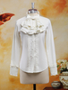 Cotone camicetta maniche lunghe Stand collare volant Bow