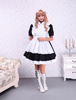 Cotone nero cameriera Lolita OP abito grembiule bianco manica corta