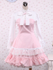 Cotone rosa e bianco Lolita Dress Lace Classic