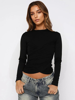 Crisscross Crop Top Manica Lunga Primavera Basic Tees Per Le Donne 2026
