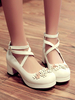 Cuoio Sweet Lolita Calzature Fiori punta rotonda Lolita Pompe