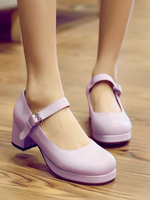 Cuoio Sweet Lolita Calzature punta rotonda cinturino alla caviglia Lolita Pompe