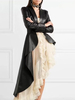Giacca da donna in ecopelle con coda per donna Capispalla slim fit con cintura da donna in PU nero dal design alto e basso