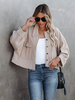 Giacca da donna Kaki Bottone frontale Casual Vita alta Oversize Vestibilità comoda Primavera Autunno Street Capispalla per donna