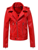 Giacca da moto donna in pelle con cerniera rossa simile a cerniera con tasche