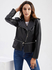 Giacca da moto in ecopelle leggera albicocca PU orlo staccabile bavero cerniera primavera autunno campo biker capispalla per donna