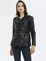Giacca da moto in ecopelle nera con cerniera in PU colletto rovesciato manica lunga stile fidanzato primavera autunno biker capispalla per donna