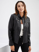 Giacca da moto in ecopelle per donna Capispalla da motociclista slim fit con cerniera primavera autunno in PU per donna