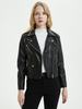 Giacca da moto in ecopelle PU Colletto rovesciato Cerniera stile fidanzato Risvolto Slim Fit Primavera Autunno Nero Capispalla da motociclista per donna