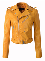 Giacca da moto in pelle da donna come giacca da motociclista con cerniera a manica lunga con cerniera e tasche