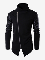 Giacca da uomo con cerniera collo alto vintage asimmetrico manica lunga