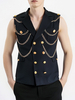 Giacca da uomo con gilet decorato in catena di metallo stile punk rock per spettacoli teatrali