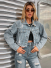 Giacca di jeans Colletto rovesciato Cowboy Field Azzurro cielo Vestibilità rilassata Casual Primavera Autunno Capispalla per donna