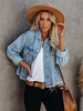 Giacca di jeans Vita alta Colletto rovesciato Oversize Vestibilità rilassata Primavera Autunno Chic Street Capispalla da donna