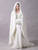 Giacca di Pelliccia Ecologica 2018 Coprispalle da Sposa Lungo Mantello con Cappuccio Cappotto Avvolgente Avorio Invernale