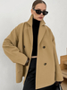 Giacca doppiopetto per donna stile Old Money bavero classico spalle scese tasca obliqua cappotto corto oversize 2025