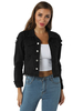 Giacca in denim nero da donna in cotone a maniche lunghe da cowboy