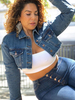 Giacca in denim taglie forti con scollo a V colletto alla rovescia Giacca da cowboy corta casual manica lunga