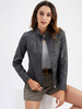 Giacca in ecopelle Camel PU Colletto alla coreana Zip up Primavera Autunno Vita alta Street Biker Capispalla per donna