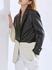 Giacca in ecopelle Giacca in PU bicolore Design Primavera Autunno Capispalla casual oversize per donna