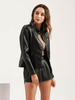 Giacca in ecopelle nera PU colletto alla coreana cerniera vita alta primavera autunno street biker capispalla per donna