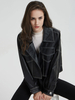 Giacca in finta pelle Giacca nera con risvolto Colletto in PU vestibilità rilassata manica lunga oversize stile fidanzato casual primavera autunno capispalla corti per donna