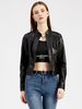 Giacca in finta pelle PU Rivetto Zip Up Stand Collar Primavera Autunno Street Biker Capispalla per donna