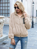 Giacca in finta peluche Albicocca leggera Casual con zip a maniche lunghe Colletto alla coreana Cappotto corto Autunno Inverno Capispalla per donna