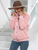 Giacca in finta peluche Cappotto rosa manica lunga colletto con bottoni Autunno Inverno Teddy Capispalla per donna