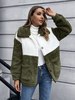 Giacca in finta peluche Hunter Green bicolore casual con bottoni manica lunga cappotto corto autunno inverno capispalla per donna